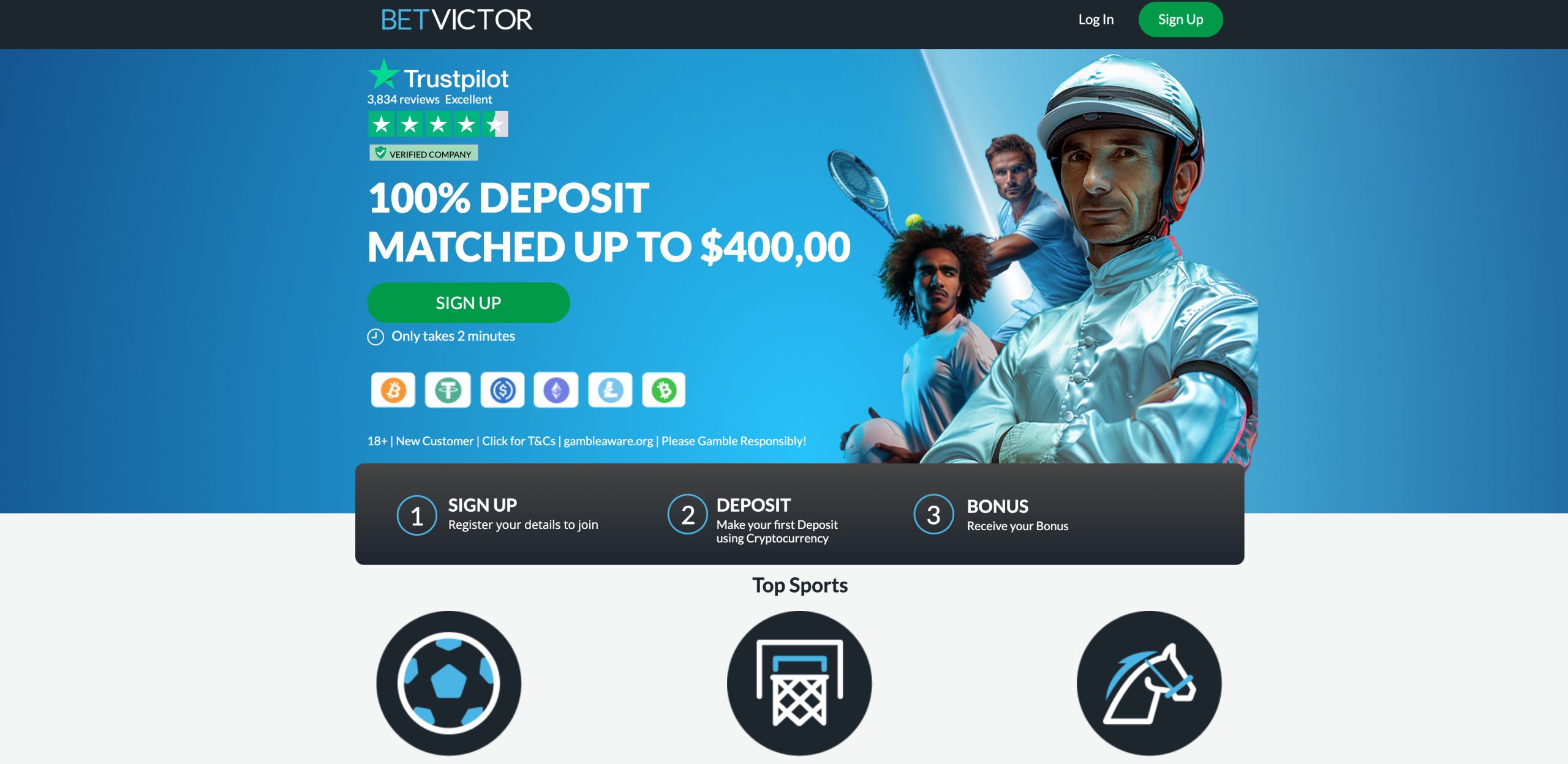 Registration at BetVictor with Bonus
